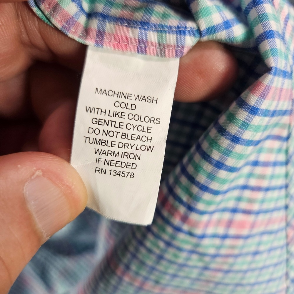 Vineyard Vines Slim Fit Whale Shirt Mens XL Pink Blue Green Plaid Button Down - Picture 5 of 9